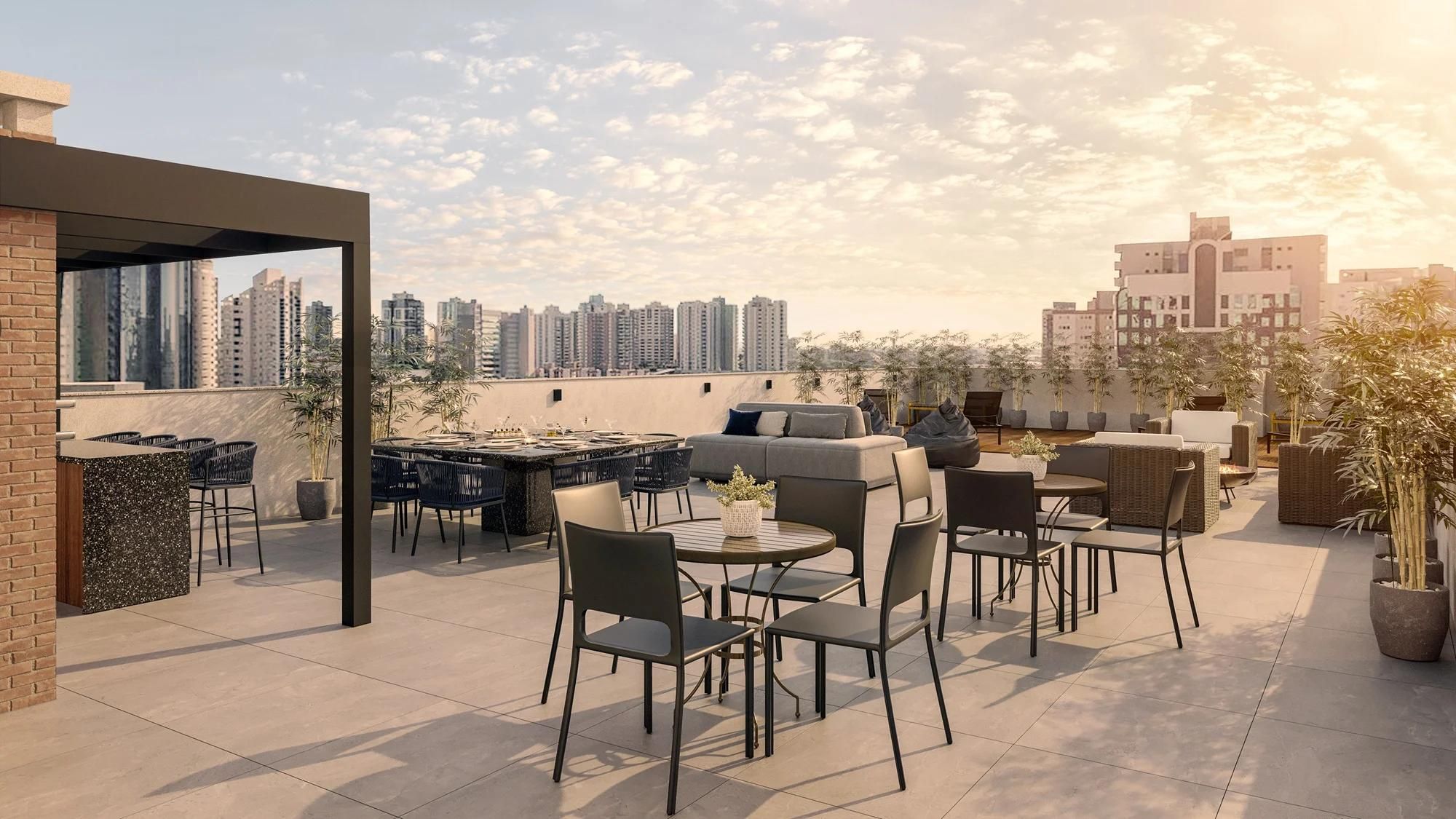 Perspectiva ilustrada do rooftop — Livus Mooca
