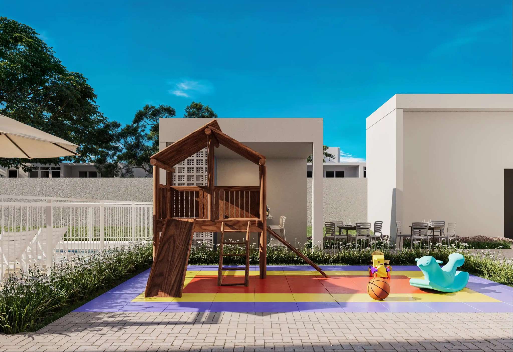 Perspectiva ilustrada do playground — Livus Cupecê